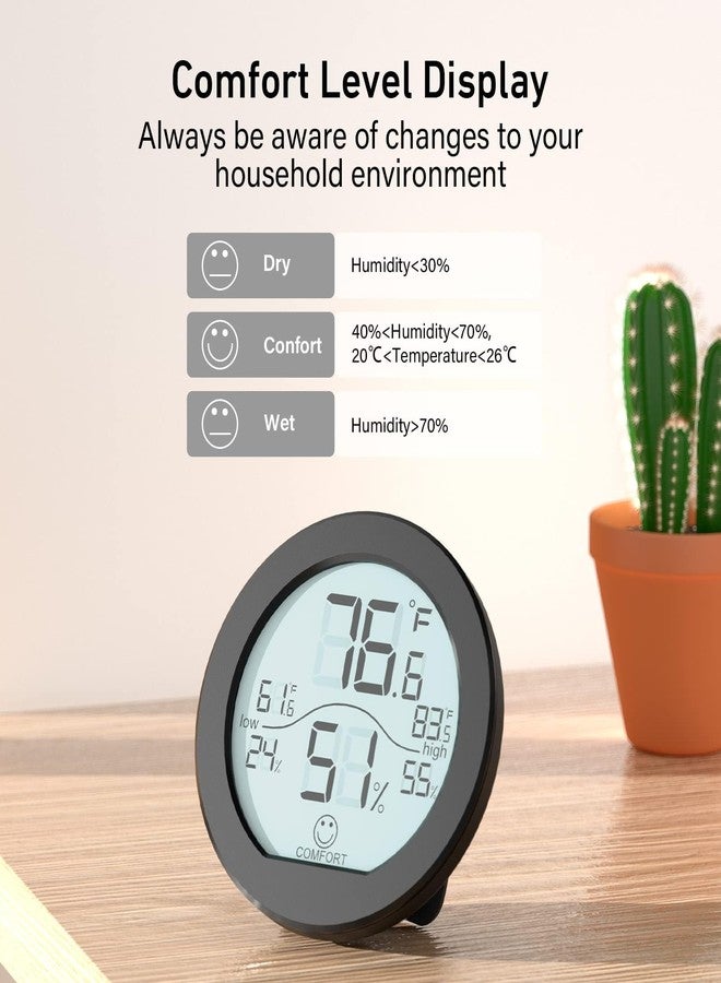 SECRUI Indoor Digital Hygrometer 3 Pack Room Thermometer and Humidity Gauge LCD with Max and Min Records (Black) - Image 2