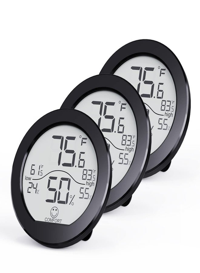 SECRUI Indoor Digital Hygrometer 3 Pack Room Thermometer and Humidity Gauge LCD with Max and Min Records (Black) - Image 1