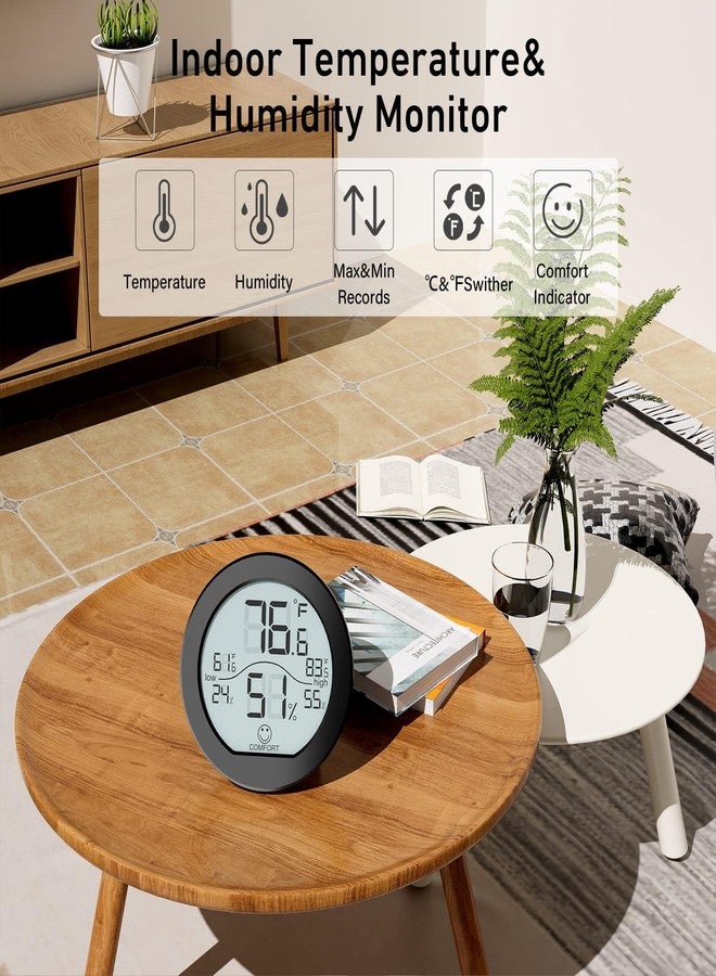 SECRUI Indoor Digital Hygrometer 3 Pack Room Thermometer and Humidity Gauge LCD with Max and Min Records (Black) - Image 3