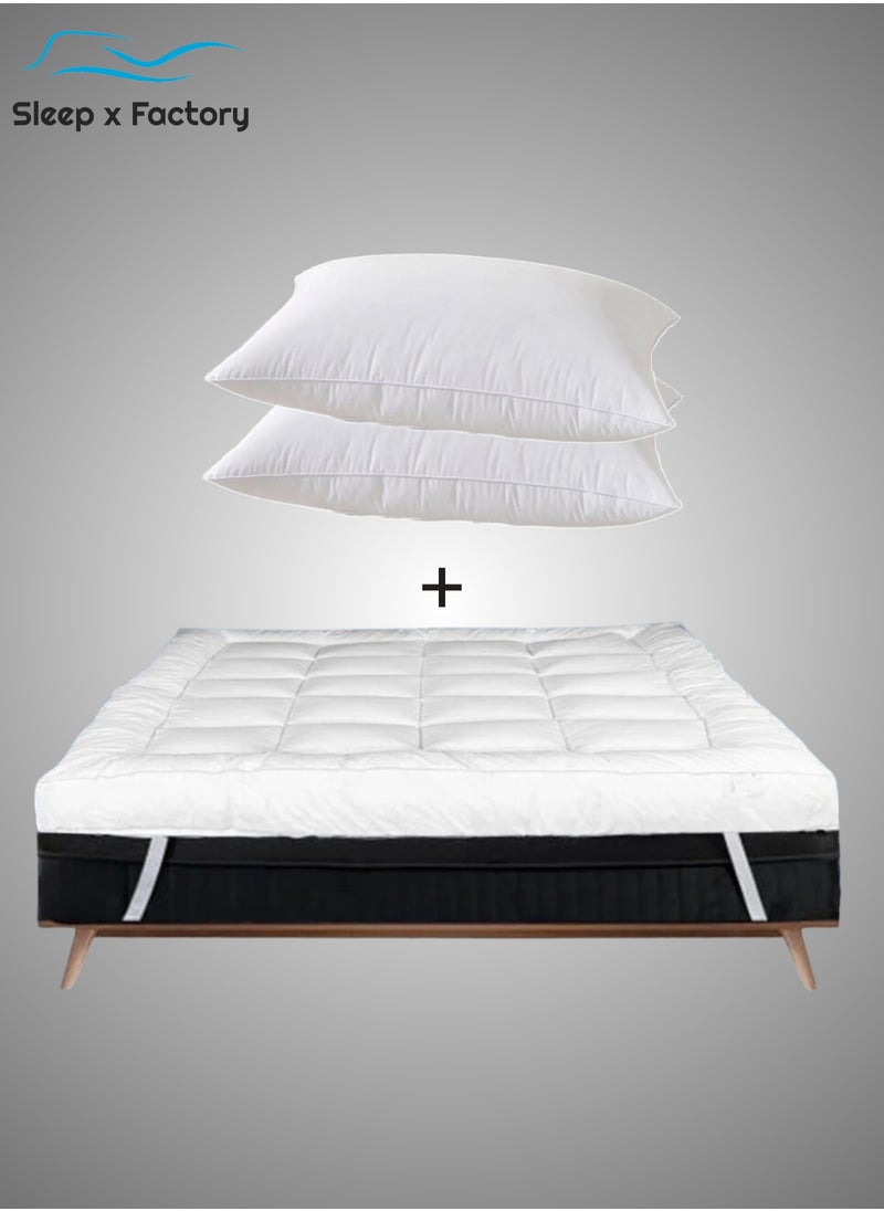 Sleeping Pack Mattress Topper Size 200x200+ 10 cm and  2 Luxurious Pillows - pzsku/ZBDDB7B836664A3A3D179Z/45/_/1720943442/10e2f6ba-3515-4861-80c4-8d55a3aba923