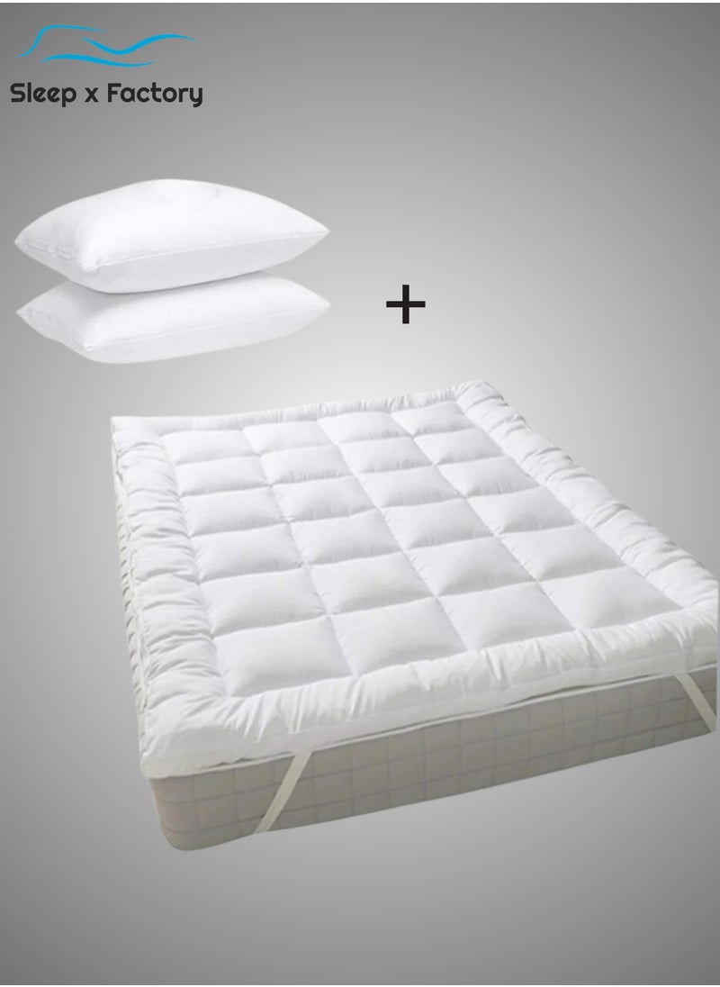 Sleeping Pack Mattress Topper Size 200x200+ 10 cm and  2 Luxurious Pillows - pzsku/ZBDDB7B836664A3A3D179Z/45/_/1720943443/bf8438fc-d06f-438f-ba87-2826eea44ea7
