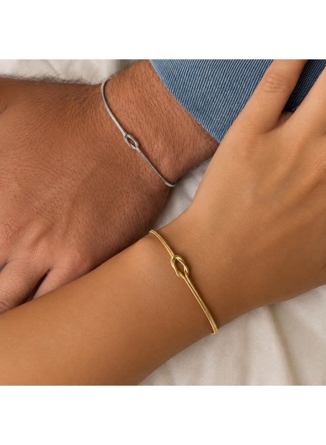 Shein Couples Infinity Love Knot Bracelets Set, Matching Stainless Steel Snake Chain Bracelets for Men and Women, Minimalist Relationship Jewelry, Tarnish Resistant His and Hers Gift for Couples - Image 2