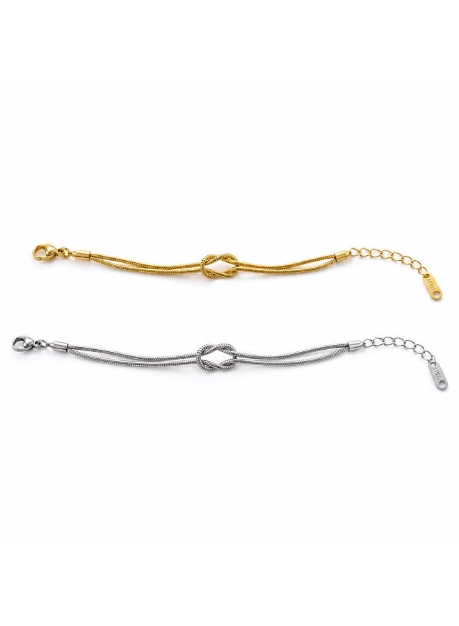 Shein Couples Infinity Love Knot Bracelets Set, Matching Stainless Steel Snake Chain Bracelets for Men and Women, Minimalist Relationship Jewelry, Tarnish Resistant His and Hers Gift for Couples - Image 4