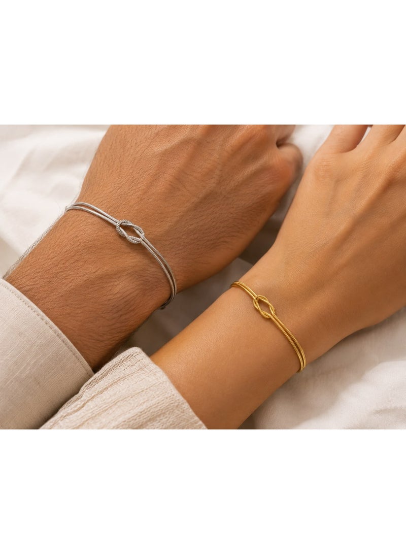 Shein Couples Infinity Love Knot Bracelets Set, Matching Stainless Steel Snake Chain Bracelets for Men and Women, Minimalist Relationship Jewelry, Tarnish Resistant His and Hers Gift for Couples - Image 1