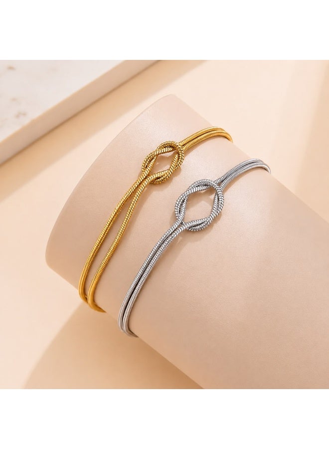 Shein Couples Infinity Love Knot Bracelets Set, Matching Stainless Steel Snake Chain Bracelets for Men and Women, Minimalist Relationship Jewelry, Tarnish Resistant His and Hers Gift for Couples - Image 3