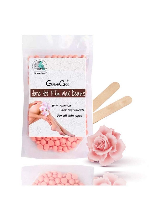 GutarGoo Painless Brazilian Hair Removal Hard Film Hot Wax Beans for Stripless Body Waxing at Home with free spatula (Soothing Pink Rose, 250g) - Image 1