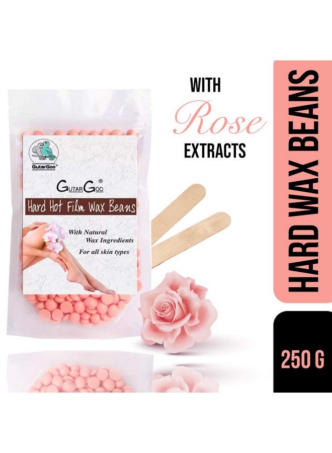 GutarGoo Painless Brazilian Hair Removal Hard Film Hot Wax Beans for Stripless Body Waxing at Home with free spatula (Soothing Pink Rose, 250g) - Image 2