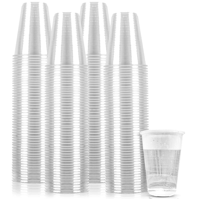 TashiBox 12 oz clear plastic cups  Disposable cold drink party cups 200