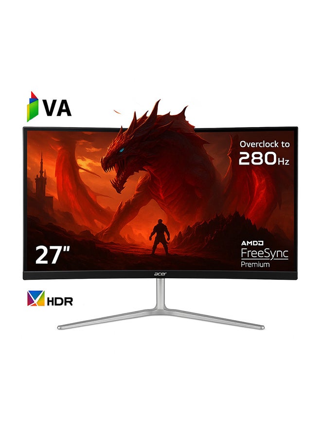أيسر شاشة ألعاب من نوع نيترو مقاس 27 بوصة منحنية FHD (1920 x 1080) VA مع تقنية AMD FreeSync Premium بمعدل تحديث 280Hz وزمن استجابة 1ms EDA270 ZBMIIPX - Image 1