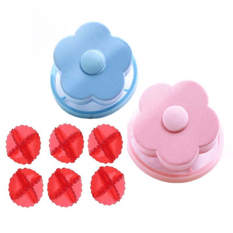 KhuHap Washing machine floating filter lint mesh bag Net Pouch for Hair lint dirt fur catcher remover 2 Pcs with silicone washing ball 6 pc Reusable Laundry tool cloth washer Multicolor Pack of 8 - Image 1