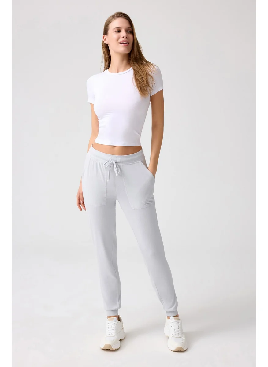 Los Ojos x Melodi Gray Thin Soft Textured Jogger Sweatpants Soho