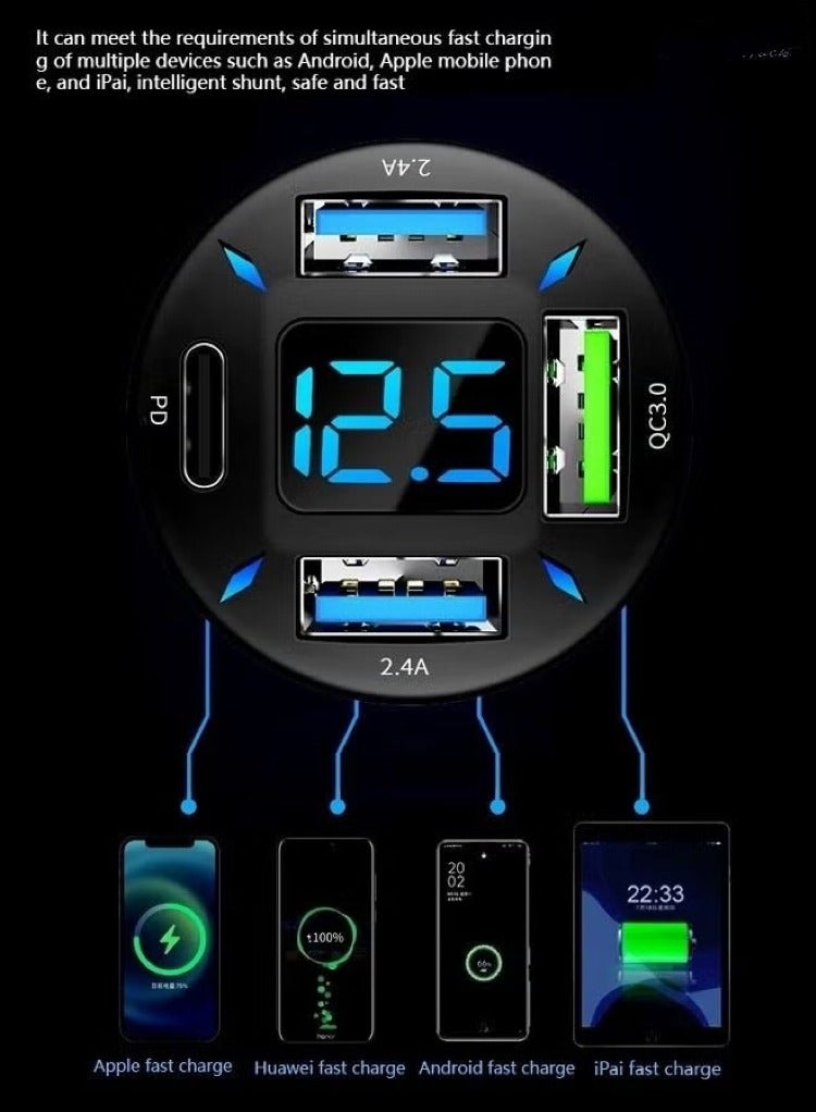 4 In 1 USB Car Charger QC3.0 PD20W - Image 4