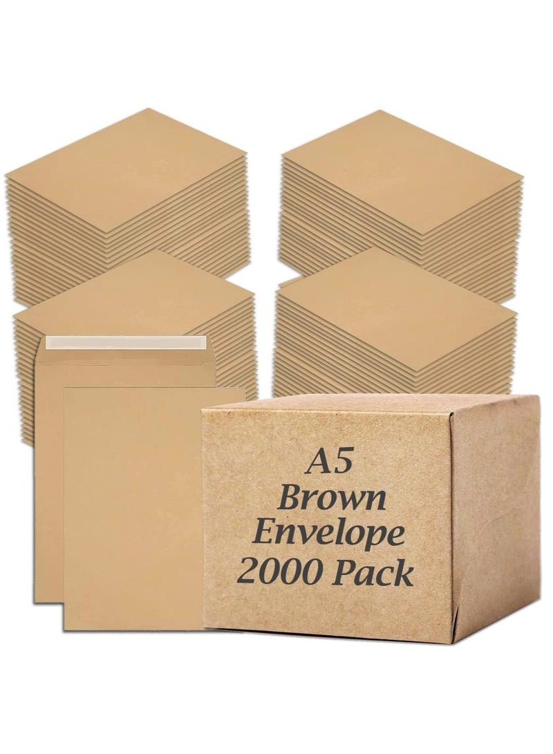 MARKQ [A5] مظروف بني [2000 عبوة]، 10" × 7" مظروف بريد ذاتي الإغلاق للإرسال للمنازل والمكاتب والتجارة الإلكترونية، 80 جرام - Image 1