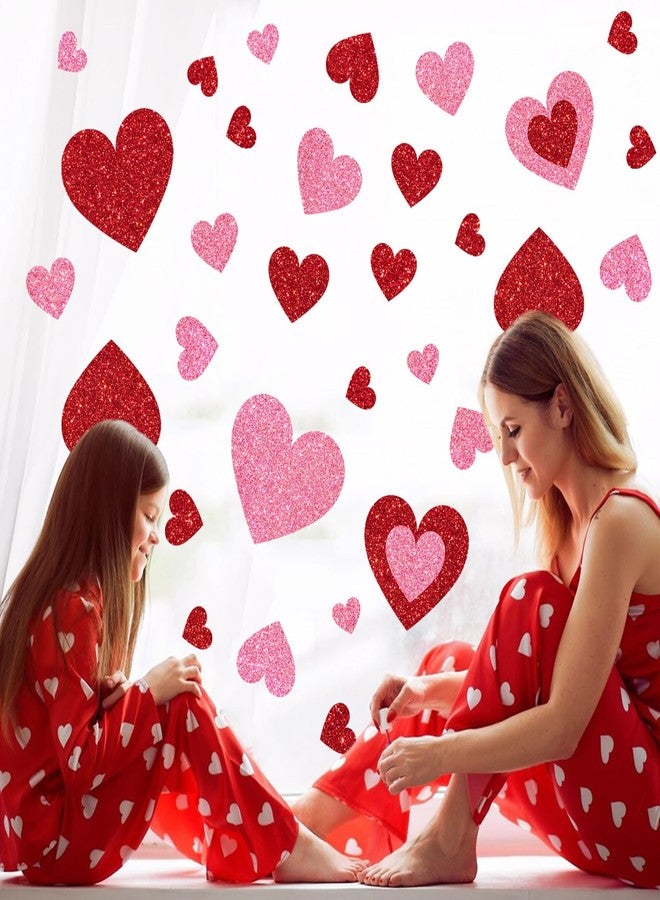 وولاين مجموعة ملصقات نوافذ لامعة من والين، 9 أوراق، لعيد الحب، عيد القديس باتريك، وعيد الفصح، بتصميمات على شكل قلب وبيضة برسيم، قابلة لإعادة الاستخدام، مضادة للصدمات، لتزيين النوافذ في حفلات الأعياد. - Image 2