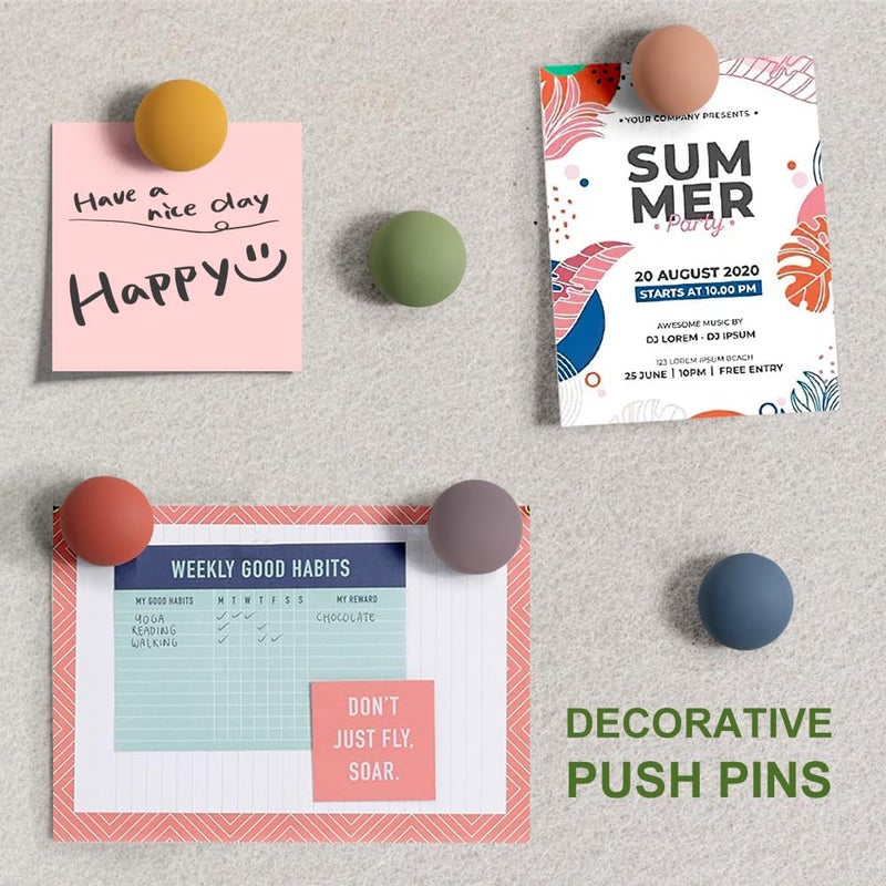 rhinocats 30Pcs Cute Decorative Push Pins, Bulletin Board Tacks, Cork Board Thumbtacks for Classroom Home Office Decor,10 Colors - Image 4