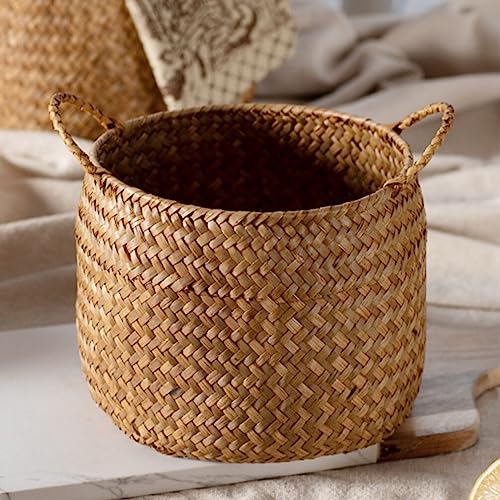 OSALADI Box Rustic Touch Basket for Storage Desktop Flower Arrangement Basket Storage Grocery Woven Seagrass Organizer s for Shelves Woven s for Storage - Image 2