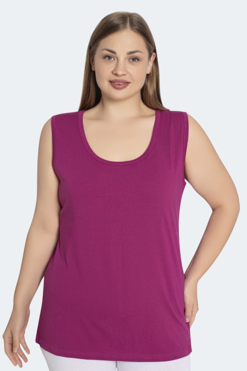 Arma Yıldız Plus Size Women's Tank Top Plum Thick Strap Sleeveless Cotton Lycra  - Image 5