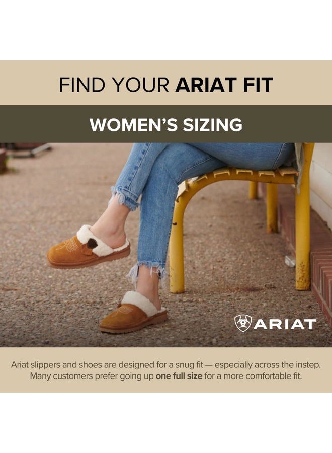 ARIAT Women's Jackie Square Toe Embossed Tooling Warm Soft Comfortable Genuine Full-Grain Leather Indoor Outdoor Slippers, Brown, 8 - Image 2