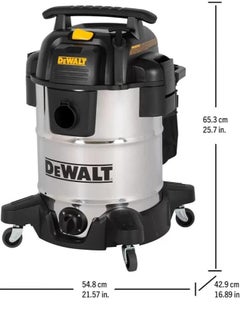 DEWALT Stainless Steel Wet & Dry Vacuum Cleaner 38 Litre with 2.1m Hose DXV38S, Heavy Duty Vacuum, Carpet Cleaner  - Image 2