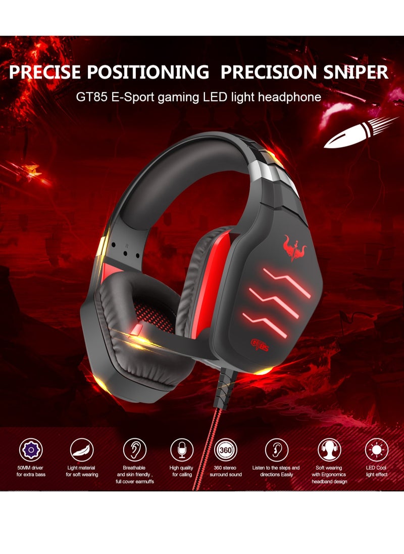 أوفلينج سماعة جيمينج احترافية بإضاءة LED ومايك – سلكية USB و3.5مم مع تحكم في الصوت  - Image 2