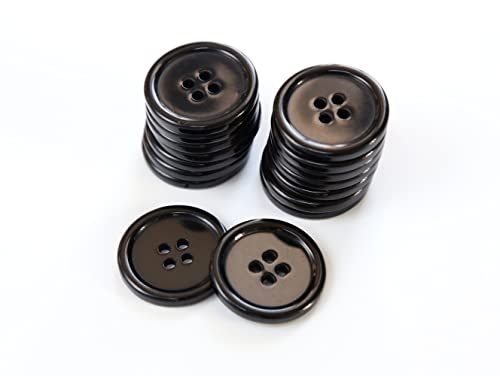 GANSSIA 1 Inch (25mm) Black Resin Buttons Sewing Flatback Button for Garment DIY Craft Decoration Pack of 50PCS - Image 5