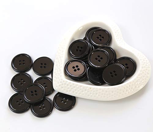 GANSSIA 1 Inch (25mm) Black Resin Buttons Sewing Flatback Button for Garment DIY Craft Decoration Pack of 50PCS - Image 3