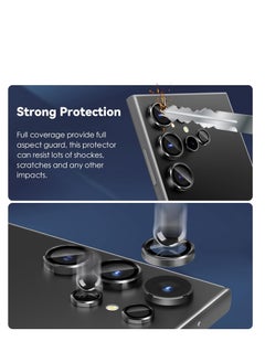 Film for Samsung Galaxy S24 Ultra Camera Lens Protector, 9H Tempered Glass & Ultra-Thin Aluminum Alloy Individual Lens Screen Protective Cover for S24 Ultra 5G 2024, Black  - Image 2