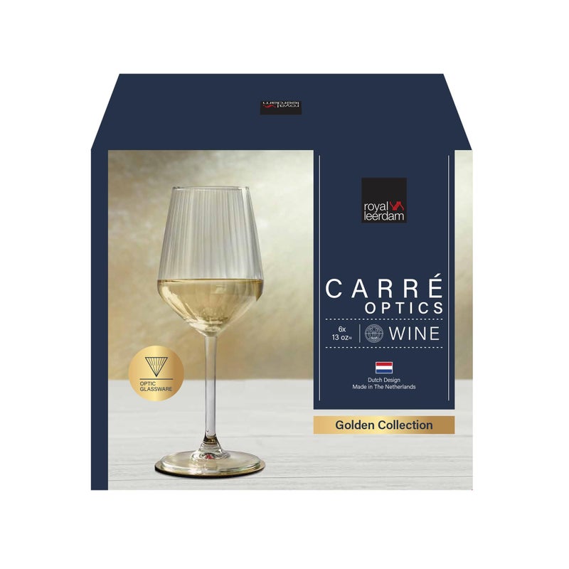 Royal Leerdam CARRE OPTICS 38.5cl 6-Piece Glassware Set, Premium Crystal for Wine or Cocktails