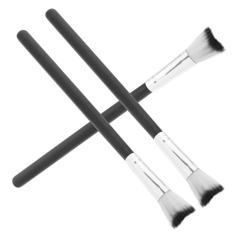 Black Makeup Brush Set 3pcs For Nose Contouring And Highlighting Soft Bristles - Image 1