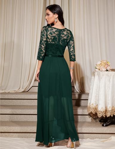 Bbonlinedress Women Winter Spring Wedding Guest Formal Prom Dresses Long Sleeve Mother of Bride Cocktail Dress Dark Green L - Image 3