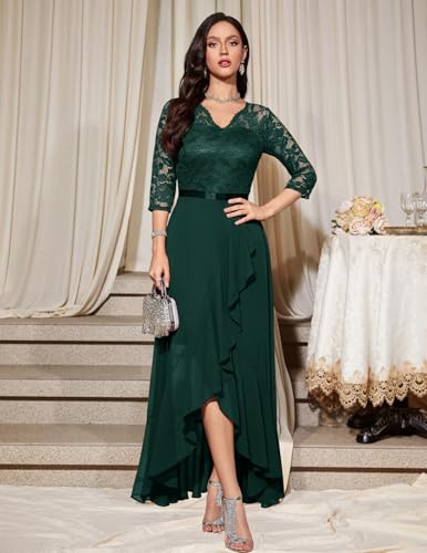 Bbonlinedress Women Winter Spring Wedding Guest Formal Prom Dresses Long Sleeve Mother of Bride Cocktail Dress Dark Green L - Image 4