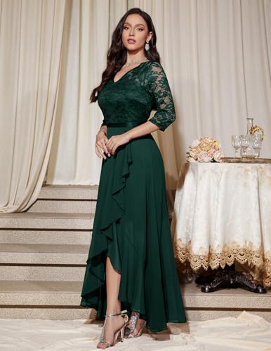 Bbonlinedress Women Winter Spring Wedding Guest Formal Prom Dresses Long Sleeve Mother of Bride Cocktail Dress Dark Green L - Image 2
