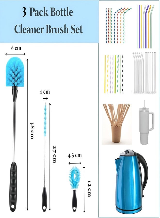 KESHAVAM Bottle Cleaner Brush Set, 15 inch Long Handle Washing Baby Bottle Cleaning Brushes for Narrow Neck Water Bottles Tumblers Straws Coffee Mugs Sport Bottles and Thermos Lid Cup Brush (3 pcs) - Image 2