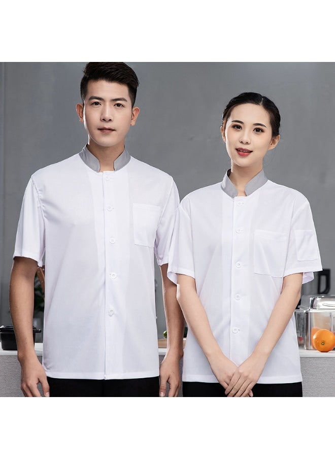 NIBEMINENT Breathable Mesh Chef Work Clothes Short-sleeved Men's Summer Thin Ice Silk Cool Catering Hot Pot Kitchen Work Clothes  - Image 1