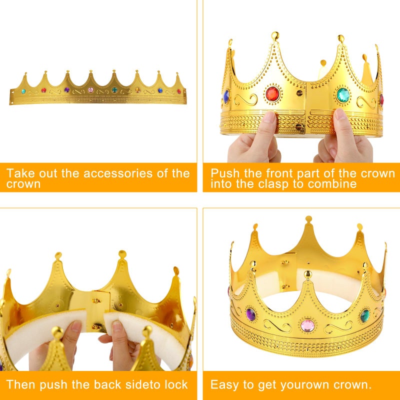 Adorox Gold Royal King Plastic Crown Prince Costume Accessory Adult/K Kid (1) - Image 4