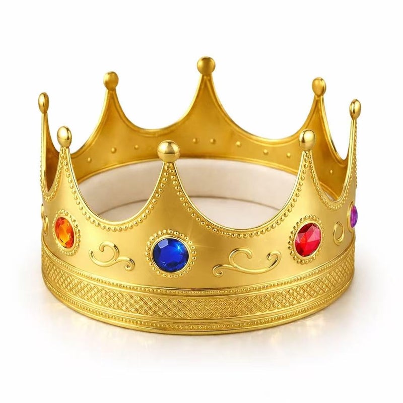 Adorox Gold Royal King Plastic Crown Prince Costume Accessory Adult/K Kid (1) - Image 1