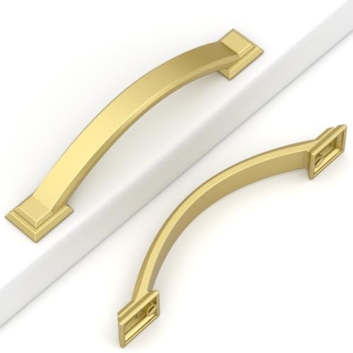 Coinkoly 10 Pack Brushed Gold Cabinet Pulls 4102mm Hole Centers Hardware for CabinetsKitchen Cabinet HandlesArch Cabinet Handles for Bathroom Dresser Drawer Handles - Image 1