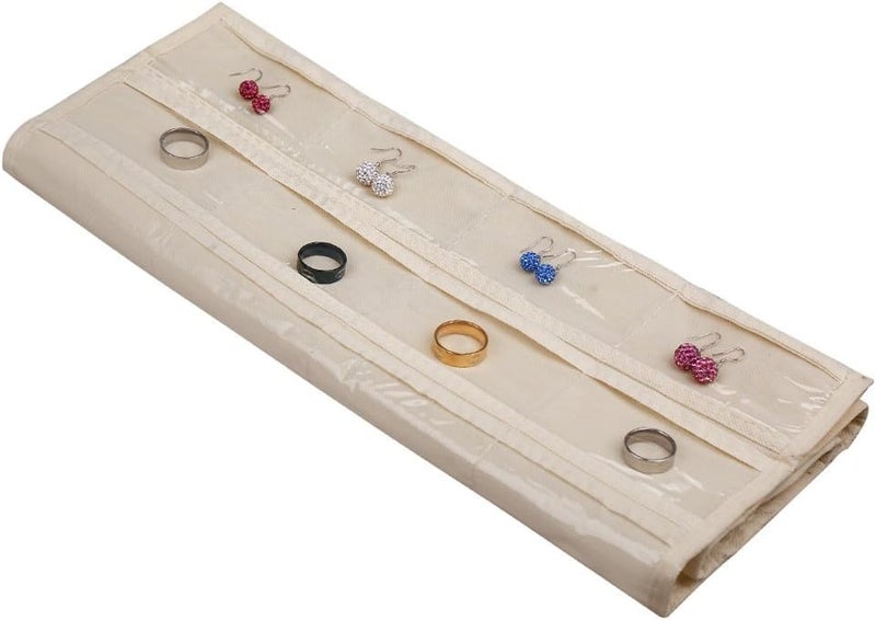 BB Brotrade Hanging Jewelry Organizer with 80 Pockets - Beige - Image 3