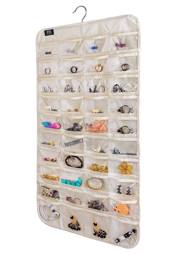 BB Brotrade Hanging Jewelry Organizer with 80 Pockets - Beige - Image 1