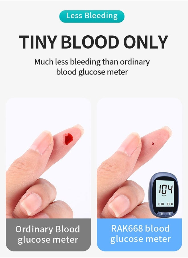 Unique - Blood Glucose Monitor Kit - with 50 Blood Sugar Test Strips - 50 Lancets - 50 Alcohol Pads - 1 Blood Glucose Meter - 1 Lancing Device - Coding-free Meter and Large Display Home Blood Sugar Check Machine - Image 1