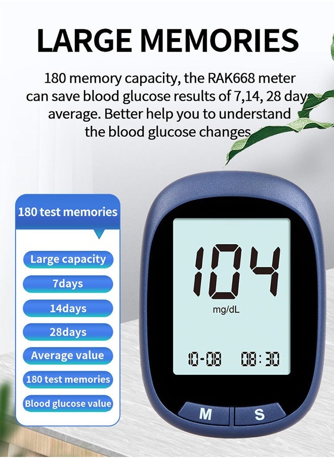 Unique - Blood Glucose Monitor Kit - with 50 Blood Sugar Test Strips - 50 Lancets - 50 Alcohol Pads - 1 Blood Glucose Meter - 1 Lancing Device - Coding-free Meter and Large Display Home Blood Sugar Check Machine - Image 1