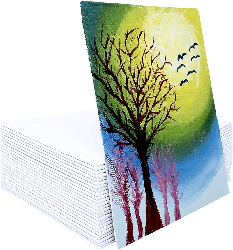 SNOOGG Pack of 12 Painting Canvas Board Panel Size : 6X8 Inch White Double Primed Artist Quality for Oil Acrylic and Mix Media Painting - Image 4