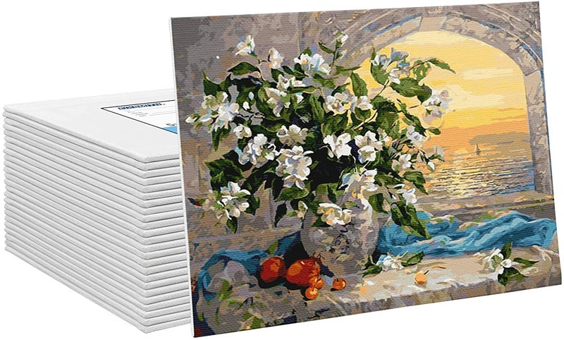 SNOOGG Pack of 12 Painting Canvas Board Panel Size : 6X8 Inch White Double Primed Artist Quality for Oil Acrylic and Mix Media Painting - Image 2