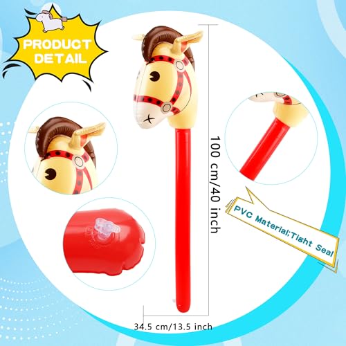 Sonarun 6 pack 40 Inch Inflatable Horse Stick Cute Horsehead Stick Balloon Colorful Inflatable Horsehead Stick Blow Up Pony Stick Toys for Christmas Cowboy Cowgirl Horse Theme Party Decor Color Set 1 - Image 5