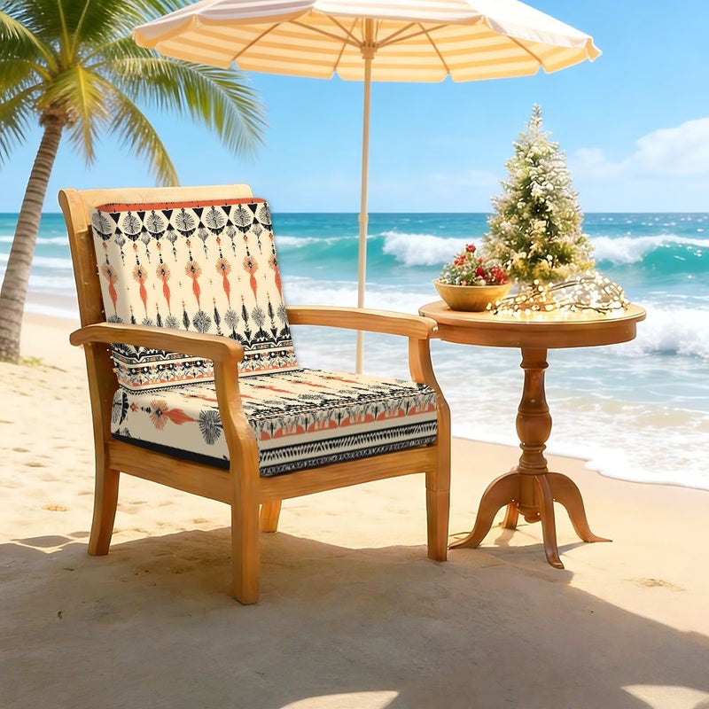 2D Flat Y Fiber Fabric Sofa Cushion Cover 4pcs Orange Black Geometric Tassel Print Tribal Ethnic Carved Texture Indoor Outdoor Garden Cushion - Image 5