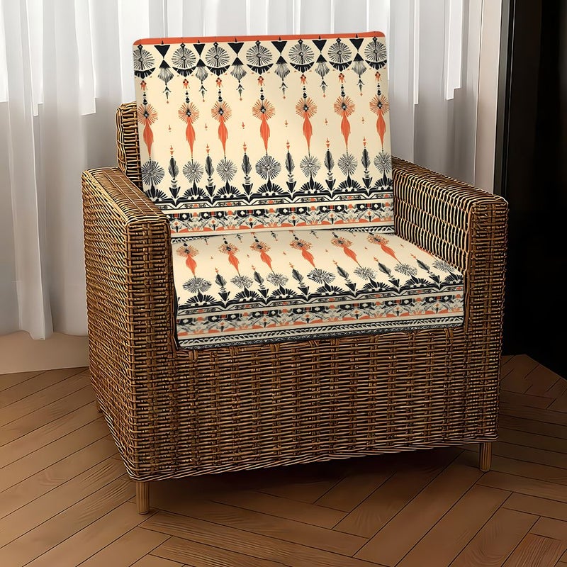 2D Flat Y Fiber Fabric Sofa Cushion Cover 4pcs Orange Black Geometric Tassel Print Tribal Ethnic Carved Texture Indoor Outdoor Garden Cushion - Image 3
