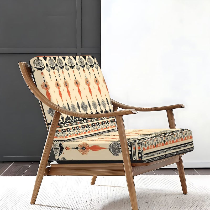2D Flat Y Fiber Fabric Sofa Cushion Cover 4pcs Orange Black Geometric Tassel Print Tribal Ethnic Carved Texture Indoor Outdoor Garden Cushion - Image 2
