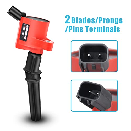 Micro Set of 8 Curved Boot Red Ignition Coil Pack DG508&Iridium Spark Plugs SP479 Compatible with Ford F150 F250 Crown Victoria Expedition Lincoln Mercury 4.6L 5.4L Replacement for DG491 DG481 FD503 - Image 3