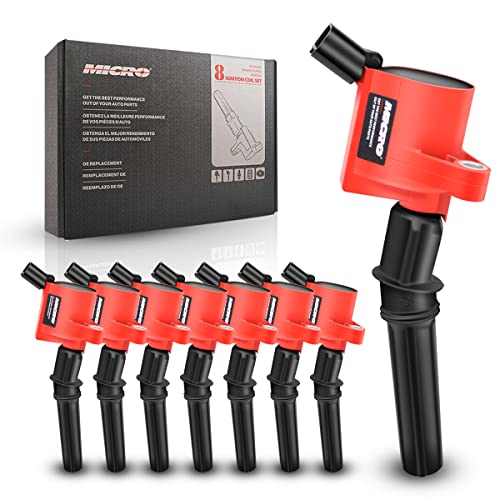 Micro Set of 8 Curved Boot Red Ignition Coil Pack DG508&Iridium Spark Plugs SP479 Compatible with Ford F150 F250 Crown Victoria Expedition Lincoln Mercury 4.6L 5.4L Replacement for DG491 DG481 FD503 - Image 5