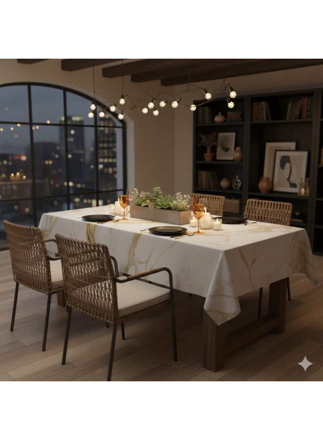 Modern tablecloth with a luxurious marble pattern - High-quality material, wrinkle-resistant, adds a royal decorative touch to your table (137*274) - Image 2